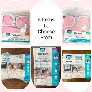 NWT Top Paw‎ Dog Disposable Diapers & Male Wraps and Washable Diaper Cover-Ups